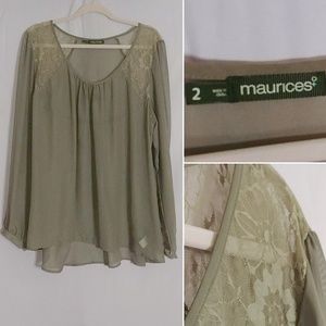 2X Maurice's Dusty Lavender Sheer Blouse